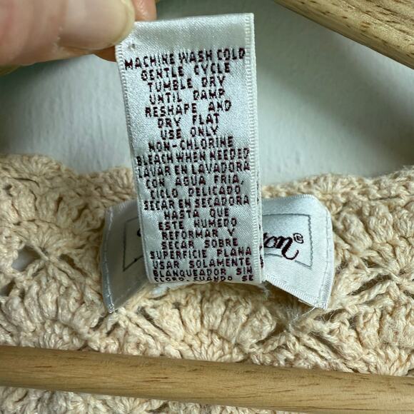 Worthington Vintage Crochet Knit Button Cream Beige Vest Small - Picture 7 of 7